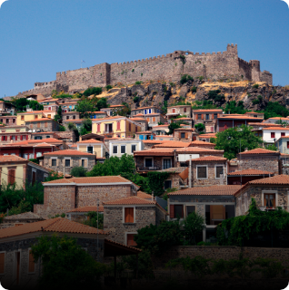 Molyvos castle and harbour, north Lesvos